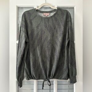 Brushed Women’s L Soft Tie Front Jungle Green Zebra Print Sweater / Knit Top